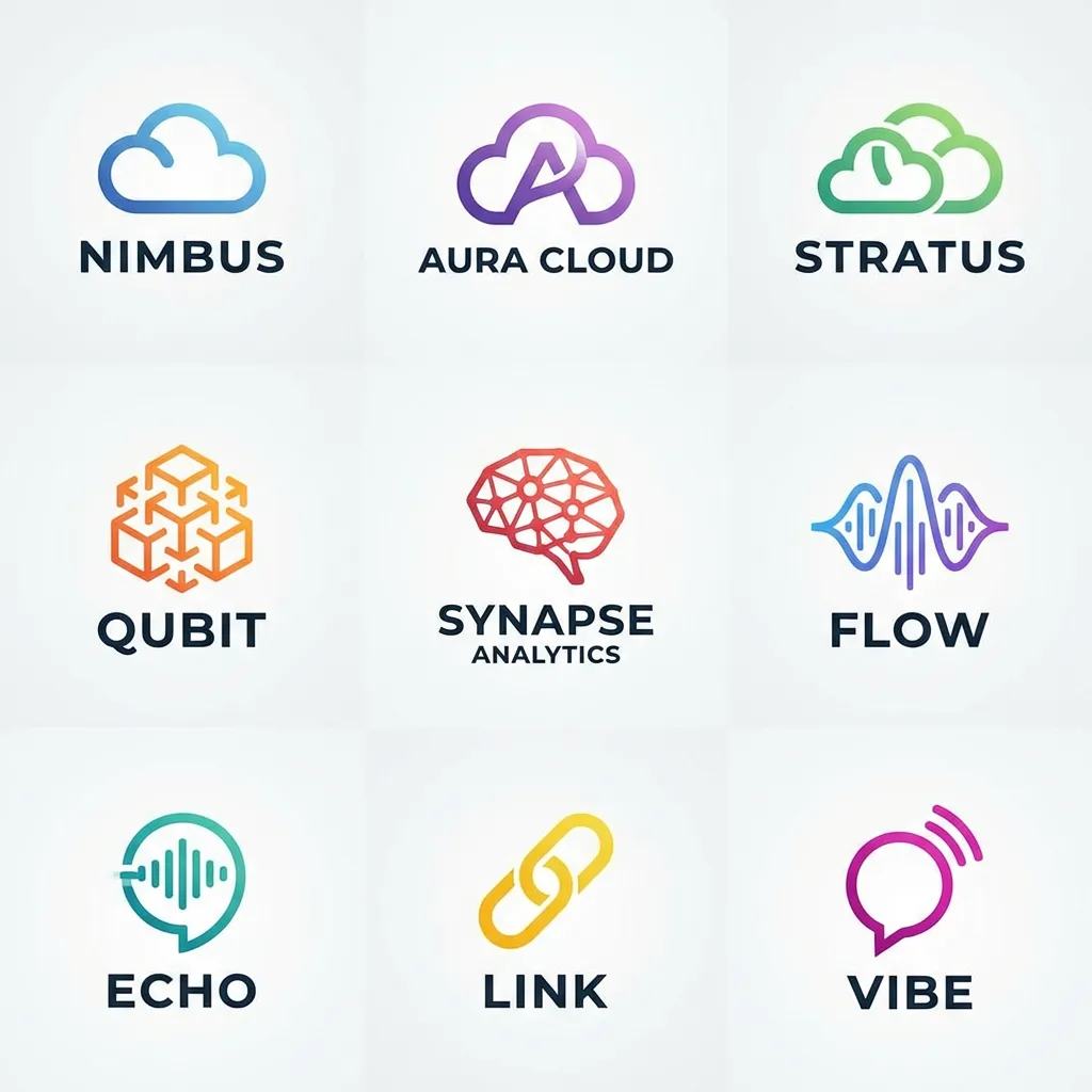 AI-generated startup and app logos from the AI Logo Generator