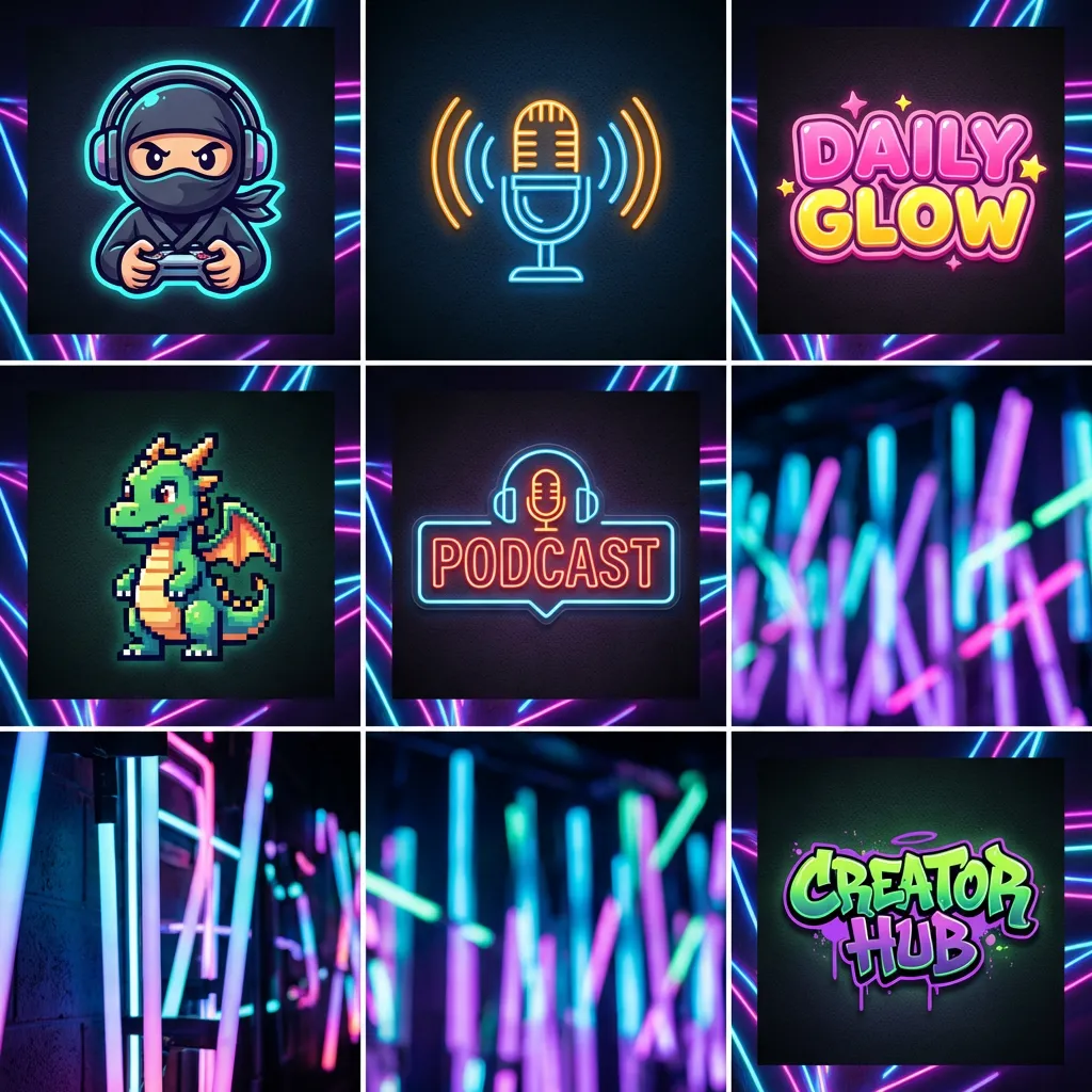 AI-generated logo concepts for social media channels