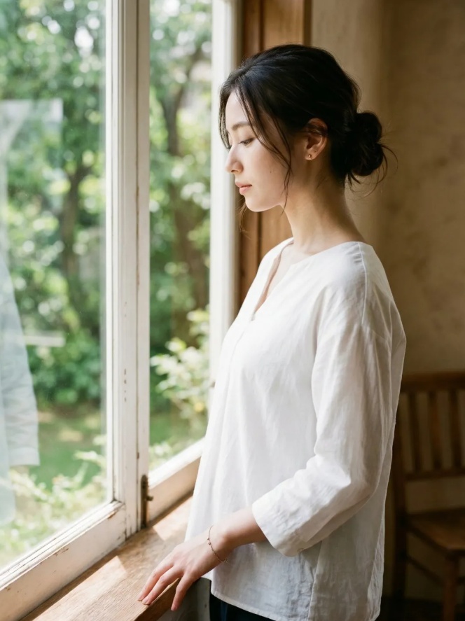 AI Portrait Japanese Magazine Window Profile