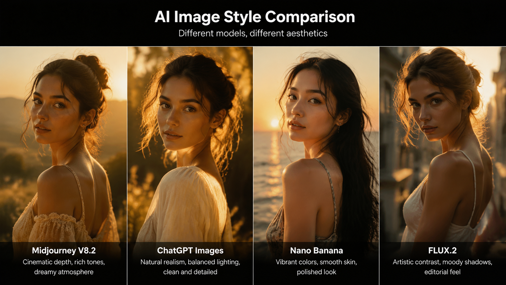 Midjourney V8.2 vs ChatGPT Images vs Nano Banana vs FLUX.2 — 5 Prompts to Compare | Fanch AI