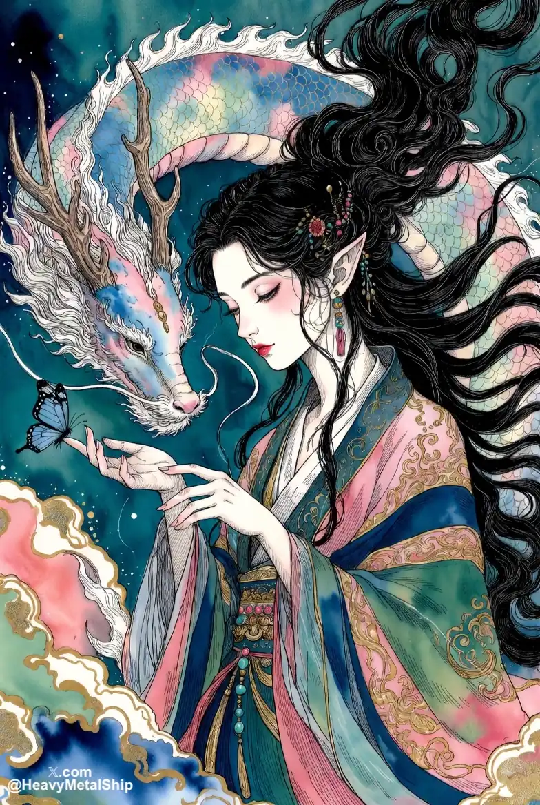 Chinese Fine-line Ink Illustration