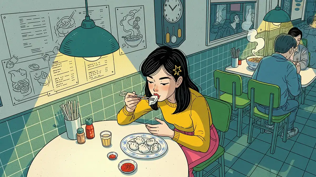 Midnight Diner: Girl Eating Dumplings