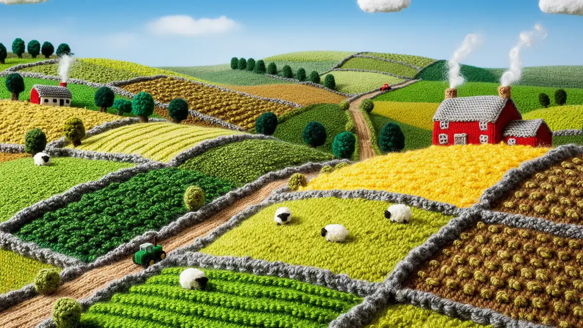 Knitted Pastoral: Hand-crafted Countryside Landscape
