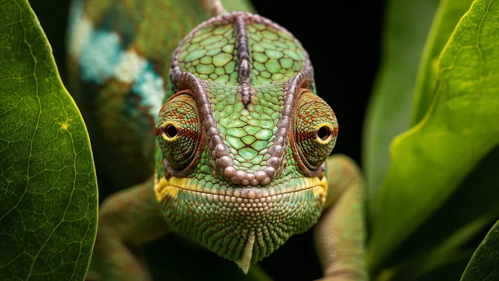 Chameleon close-up, photorealistic