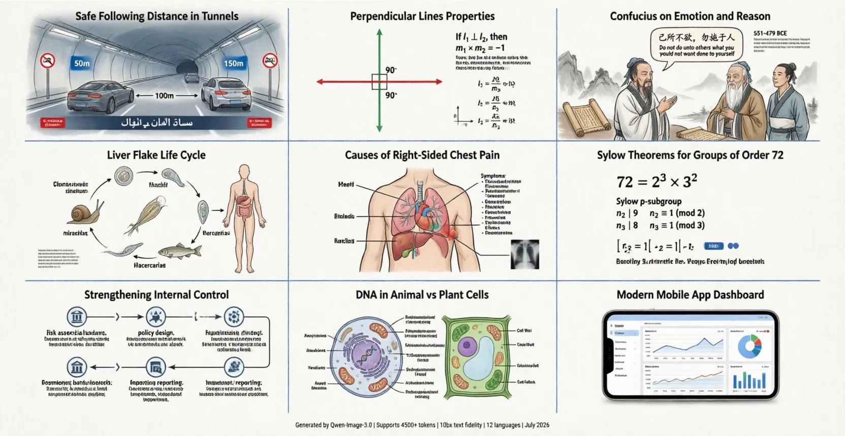 Multi-panel infographic grid generated with Qwen3